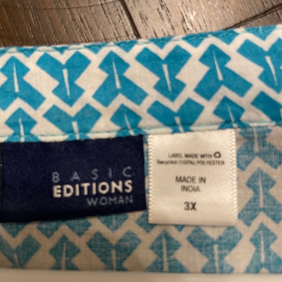 Basic Editions Teal and White Blouse . Never worn - Picture 3 of 6